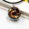 Artistic constellation galaxy glass ball pendant necklace with black woven cord - Leo
