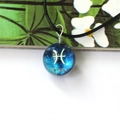 Luminous Pisces constellation glass ball necklace with blue starry sky effect pendant - Pisces