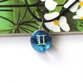 Luminous Gemini zodiac glass ball pendant necklace with blue starry sky patterns - Gemini