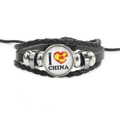 Bracelet multicouche en cuir lumineux avec dôme en verre I Love China et carte - J'aime le Contour de la Chine (6)