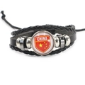 Bracelet multicouche en cuir noir tressé avec cabochon en verre drapeau de la Chine - Motif Bouclier Chine (2)