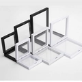 Square PE film jewelry display boxes in black and white finish for floating presentation - White Display Box Only (Without Necklace)