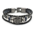 Men's multi-layer leather anchor bracelet with vintage nautical charm and metal beads - Anchor 1