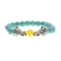 Handgefertigtes 8mm Türkis Perlenarmband mit silbernen Drachenköpfen und Tigerauge-Stein - Blauer Türkis