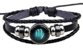 Luminous multilayer leather bracelet featuring a glass dome Virgo zodiac constellation charm - Virgo Luminous Style