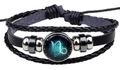 Multilayer leather Capricorn zodiac bracelet with glass charm and woven beads - Capricorn Luminous Style