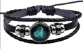 Handmade multilayer leather bracelet featuring a glowing Leo zodiac sign under glass - Leo Regular Style