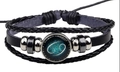 Handmade multilayer leather bracelet featuring a luminous Cancer zodiac charm in black - Cancer Regular Style