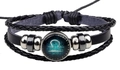 Multi-layer Libra constellation bracelet with luminous glass dome and black leather strap - Libra Regular Style
