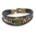 Men's vintage multi-layer braided leather bracelet with bronze eagle head charm - Eagle 2