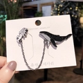Astronaut and whale chain enamel pin set with sparkling starry glitter details - Astronaut + Whale Style (BR-001)