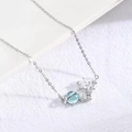 Elegant silver star and moon planet necklace with light blue gemstone and zircons - Blue Big Dipper Style