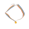 Rainbow woven choker with yellow smiley face pendant and adjustable silver chain - Smiley Face
