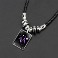 Collier rétro Constellation Gémeaux avec cordon noir tressé et perles en métal argenté - Gémeaux / Ciel Étoilé Gémeaux