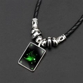 Collier pendentif Bélier lumineux sur cordon tressé noir avec perles en argent décorées - Bélier / Ciel Étoilé Bélier