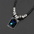 Collier constellation Taureau lumineux avec cordon en cuir tressé noir et breloques - Ciel Étoilé Taureau