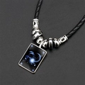 Collier constellation Capricorne vintage avec plaque rectangulaire et cordon tressé noir - Ciel Étoilé Capricorne