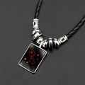 Collier signe Cancer lumineux avec cordon en cuir tressé et perles en métal argenté - Ciel Étoilé Cancer