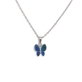 Minimalist stainless steel O-chain necklace featuring a blue-green gradient butterfly pendant - NST-0020-Butterfly