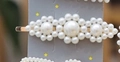 Elegant Korean style gold hair clip with multi-size white pearls on star patterned card - Irregular One-Word