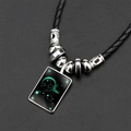 Collier constellation Sagittaire lumineux avec cordon en cuir tressé noir et charms argent - Ciel Étoilé Sagittaire