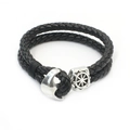 Nautisches Herren-Armband aus schwarzem Leder, geflochten mit silbernem Ankerverschluss - Schwarzes PU-Leder Anker-Stil (BI-0012)