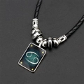 Collier en cordon noir tressé avec pendentif signe Cancer et perles argentées - Ciel Nocturne Cancer