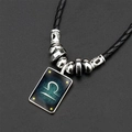 Collier avec pendentif constellation Balance lumineuse et cordon en cuir tressé noir - Ciel Nocturne Balance