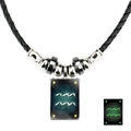 Collier Verseau lumineux avec cordon en cuir noir et pendentif céleste bleu nuit - Ciel Nocturne Verseau