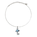 Star and Moon key necklace with blue planet bead and sparkling diamond stones - Blue Key Style