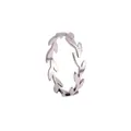 Close-up of silver branch leaf ring made of polished titanium steel with elegant design - US 6 / Steel