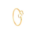 Macro shot of gold-plated heart ring featuring a double interlocking hollow heart design - US 6 / Gold