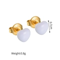 Minimalist heart-shaped lavender enamel stud earrings in polished stainless steel - Heart White (S-E931)