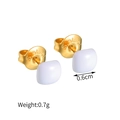 Minimalist square geometric gold earrings with white stone inlay for women, 0.6cm size - Square White (S-E934)