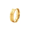 Detailed view of 6mm gold stainless steel ring featuring a polished finish and center groove - US 5 / Gold