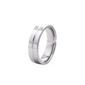 Macro detail of 6mm silver stainless steel ring with brushed finish and grooved design - US 5 / Silver Color Plain
