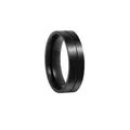 Detailed close-up of a 6mm black stainless steel ring with a central decorative groove - Black Plain
