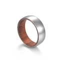 Bague en acier titane avec extérieur brossé et intérieur en bois de rose pour couples - Lisse (8mm)