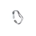 Macro shot of polished silver wave-shaped open ring with minimalist adjustable design - Adjustable Open / Steel