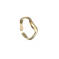Detailed close-up of a gold irregular wave ring showing polished finish and adjustable opening - Adjustable Open / Gold