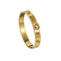 Eleganter vergoldeter Edelstahl-Armreif mit sechsblättrigen Blumen und Kristallen - Gold Weiß Rose Stil (B1145-bai)