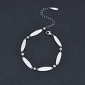 Dettagli del bracciale in acciaio inossidabile argento con maglie ovali e zirconi lucidi - Color Acciaio (Liscio)