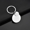 Polished silver stainless steel keychain with double round blank tags for DIY engraving - Silver (Polished)