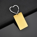 Goldener Edelstahl-Schlüsselanhänger mit silbernem Herzring für individuelle Gravur-DIY - Gold (Poliert)