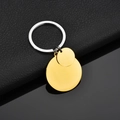 Minimalist double gold circular tag keychain with polished stainless steel finish - Gold (Polished)