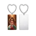 Personalisierter Schlüsselanhänger aus Edelstahl mit buntem Anime-Motiv und Herzring - Herz Dog Tag Schlüsselanhänger