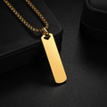 Pendente a barra rettangolare in oro lucido con catena a scatola in acciaio da uomo - Finitura a specchio / Oro