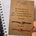 Détail de bracelets d'amitié ajustable avec étoile sur carte de vœux promesse de petit doigt - Étoile à Cinq Branches (BS-0007)