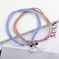 Astronaut magnetic couple bracelets in pink and blue woven cords for best friends gift - Pink and Blue