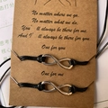Handmade infinity charm friendship bracelets set with woven cord on message card - Infinity (BS-0007)
